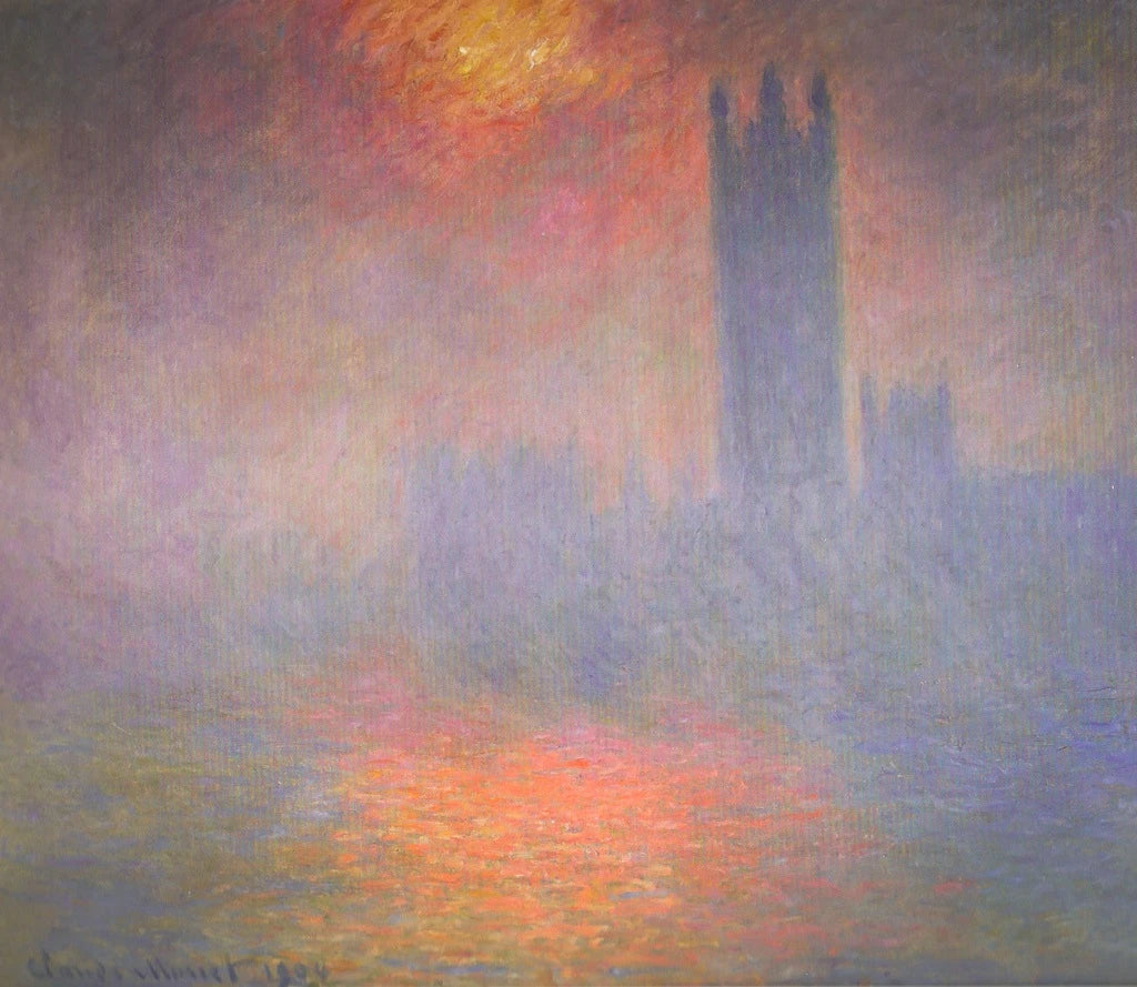 Londres, le Parlement, trouée de soleil dans le brouillard de Claude Monet, 1904 – musée d’Orsay RF 2007, Wildenstein 1610