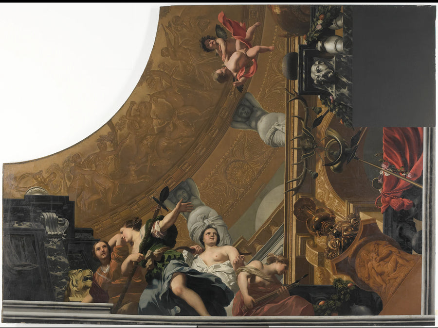 Partie d'une peinture au plafond avec la représentation principale de Diane et ses compagnons - Gérard de Lairesse