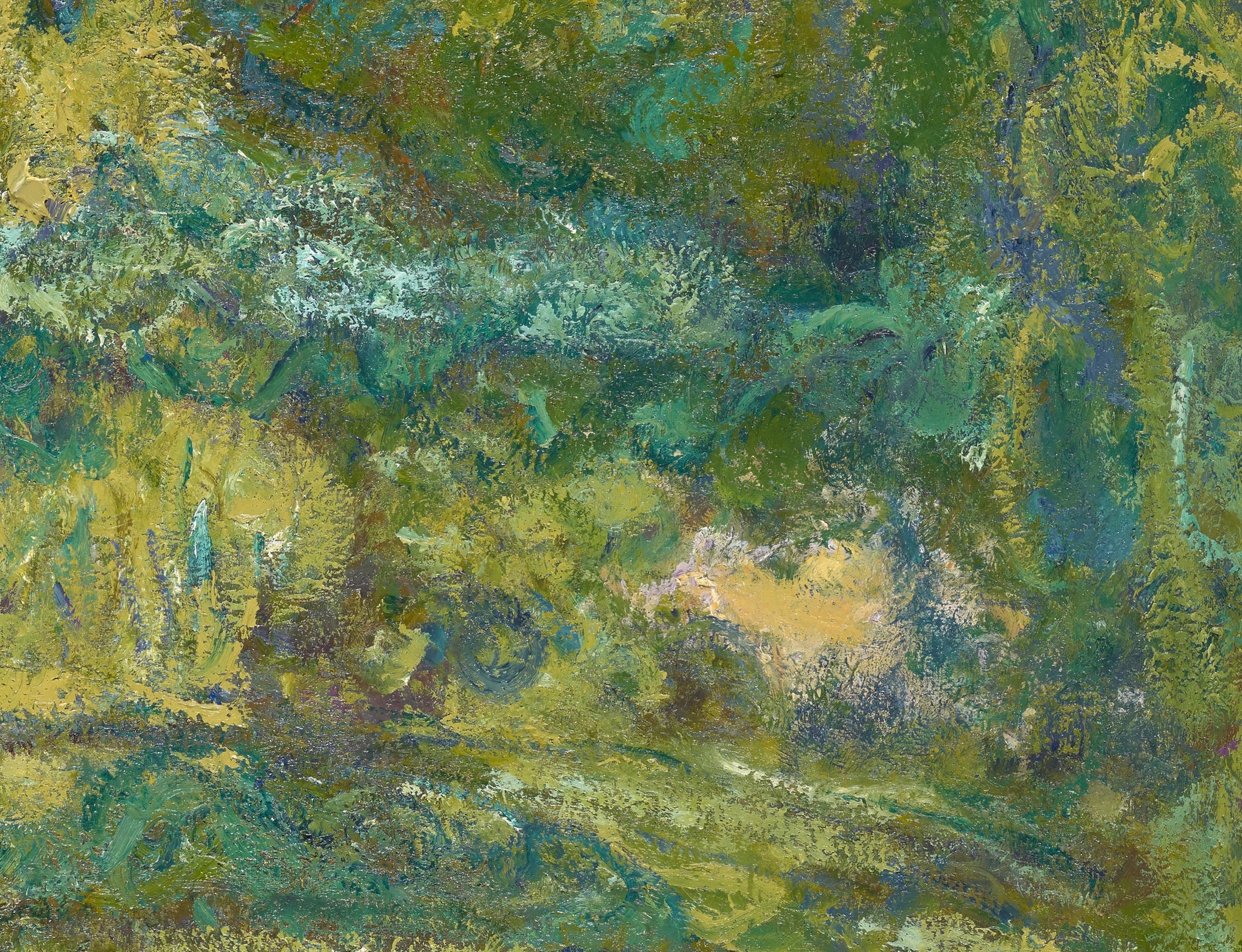 Détail de la glycine et du pont japonais à droite dans la Passerelle W1916