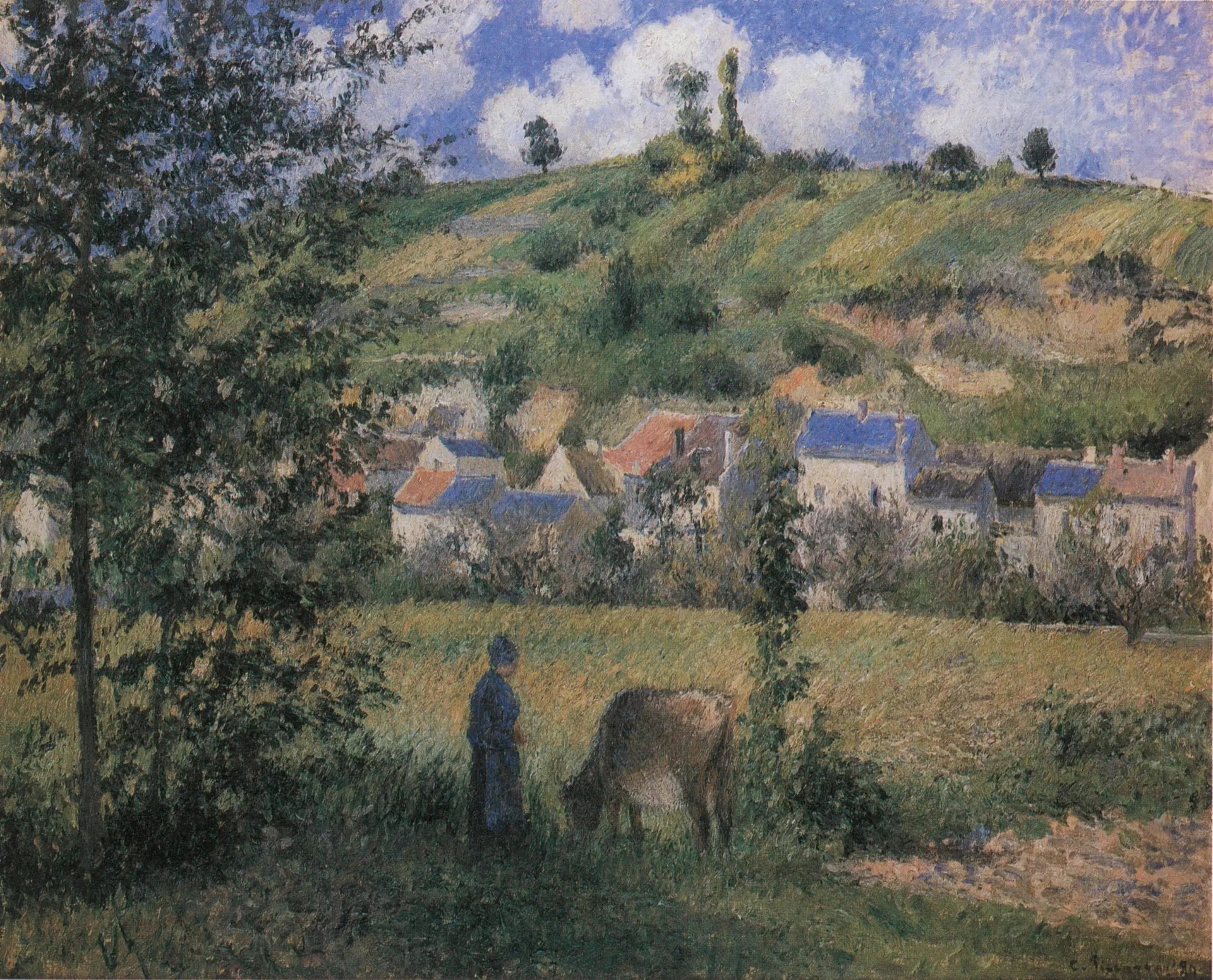 Paysage à Chaponval - Camille Pissarro image 1 reproduction d’œuvre d’art à l’huile