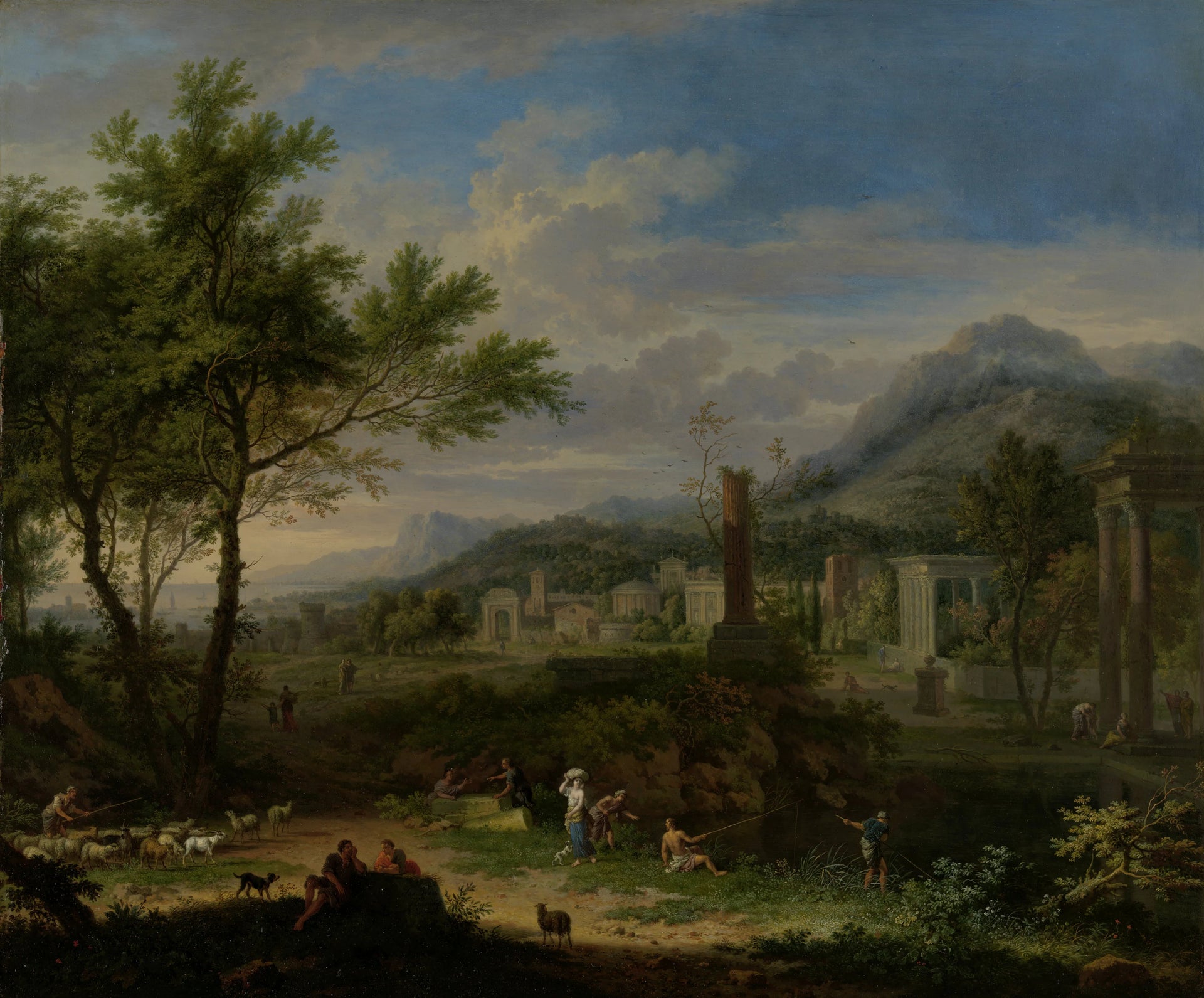 Paysage arcadien avec pêcheurs - Jan van Huysum