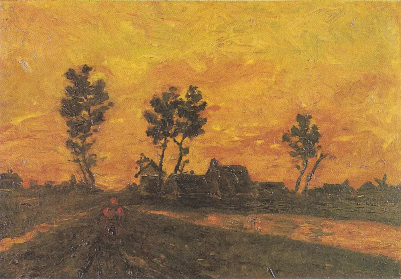 Paysage au coucher du soleil - Vincent van Gogh image 1 copie peinte à la main à l’huile