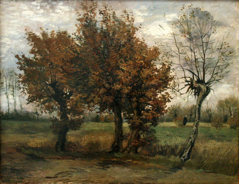 ภูมิทัศน์ฤดูใบไม้ร่วงกับต้นไม้สี่ต้น - Vincent van Gogh