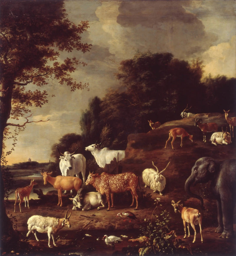 ทัศนียภาพพร้อมสัตว์ป่าแปลกใหม่ - Melchior de Hondecoeter