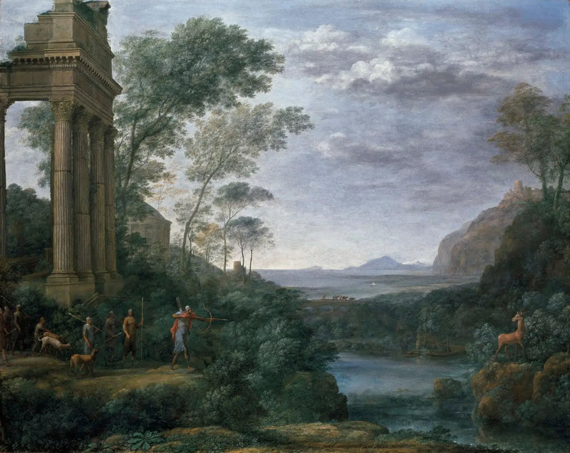 ทัศนียภาพพร้อมกับ Ascagne ที่กำลังล้มกวางของ Silvia - Claude Lorrain