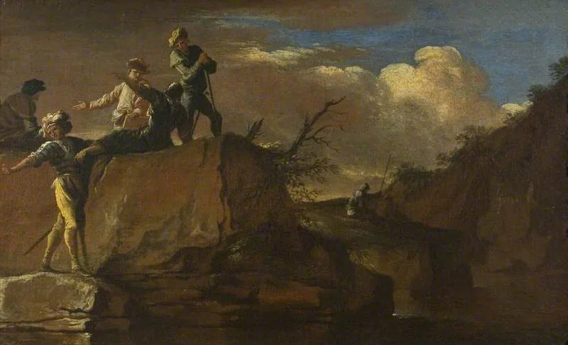 Paysage avec bandits (panneau 1 sur 2) - Salvator Rosa