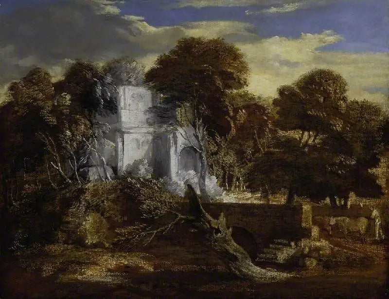 Paysage avec berger et vaches traversant un pont - Thomas Gainsborough image 1 tableau peint à l’huile sur toile