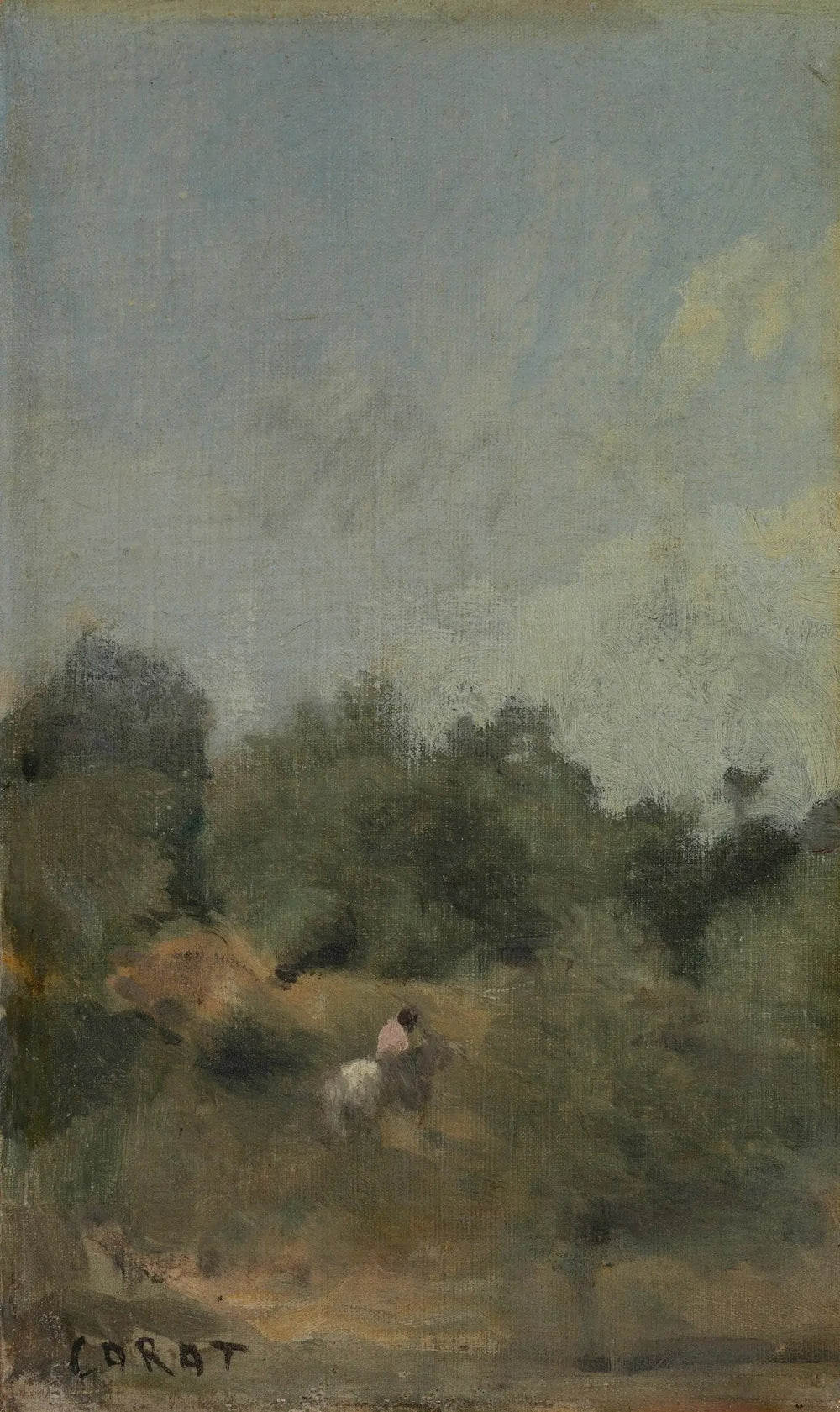 Paysage avec cavalier - Jean-Baptiste Camille Corot image 1 copie de tableau peinte à la main
