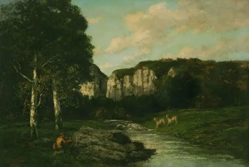 Paysage avec chasseur - Gustave Courbet image 1 reproduction de peinture à l’huile