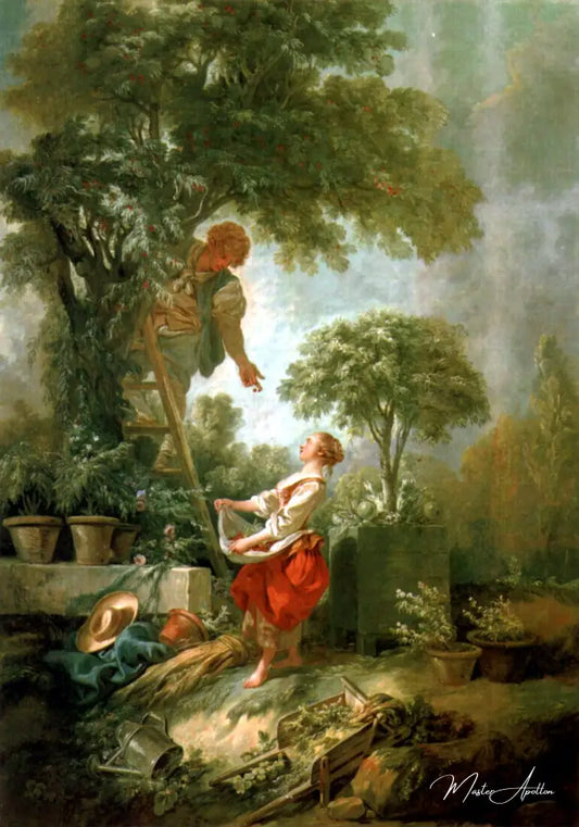 Landscape with Kirschpflückerin - François Boucher - Reproductions de tableaux et peintures haut de gamme