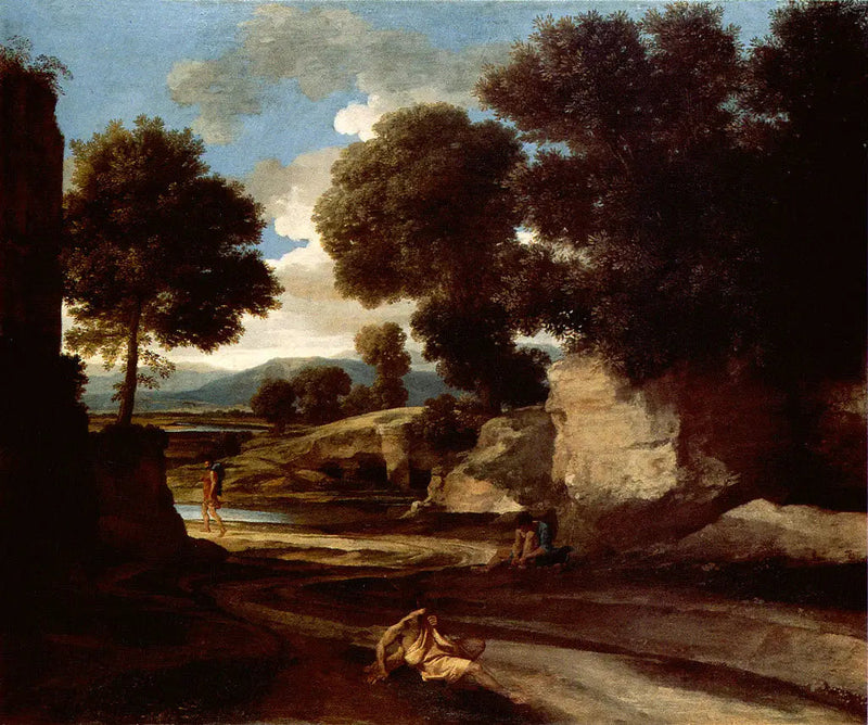 ทัศนียภาพพร้อมนักเดินทางพักผ่อน - Nicolas Poussin