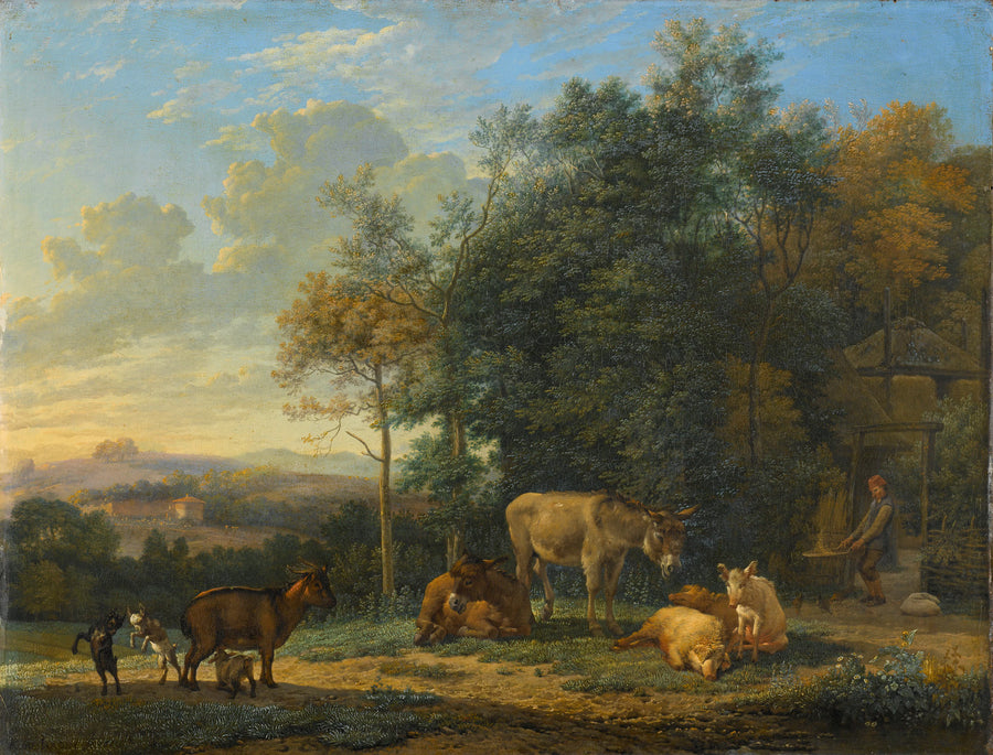 Paysage avec deux ânes, chèvres et cochons - Karel Dujardin