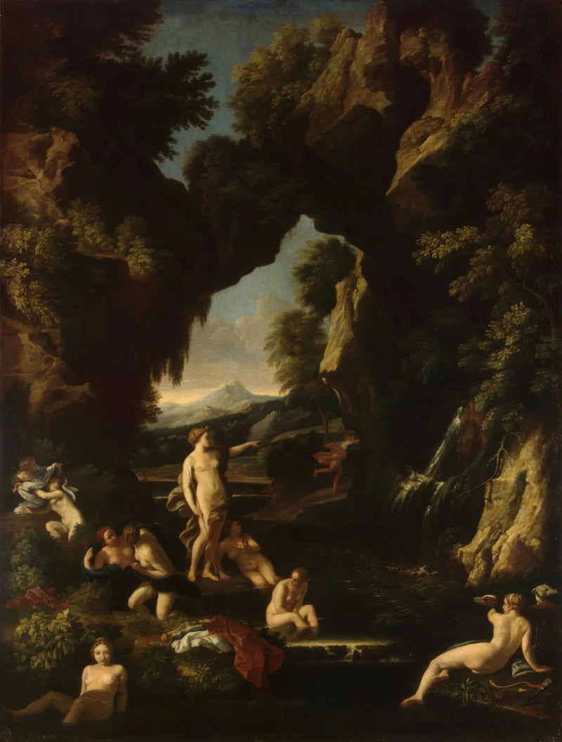 ทัศนียภาพพร้อมไดอาน่าและอาเคียน - Nicolas Poussin