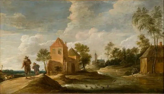 ทัศนียภาพพร้อมโบสถ์และแม่น้ำ - David Teniers le Jeune