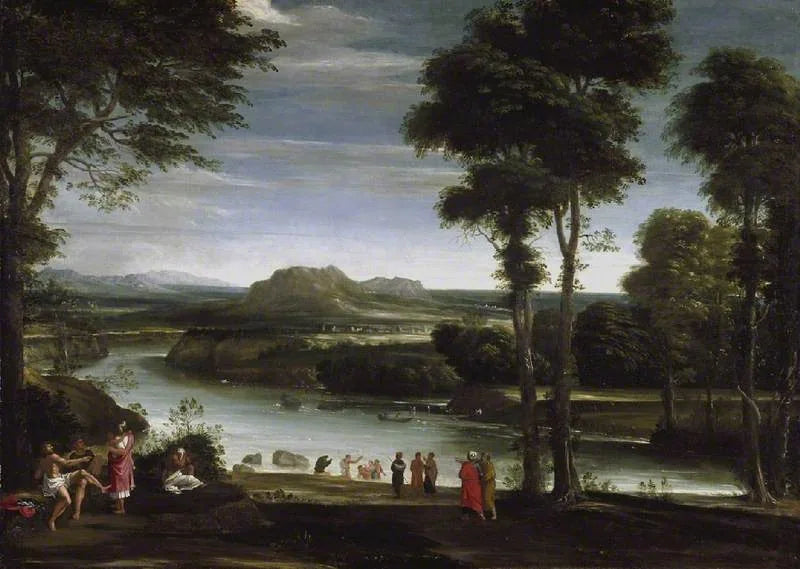 ทัศนียภาพพร้อมนักบุญยอห์นผู้รับบัพติศมา - Domenichino