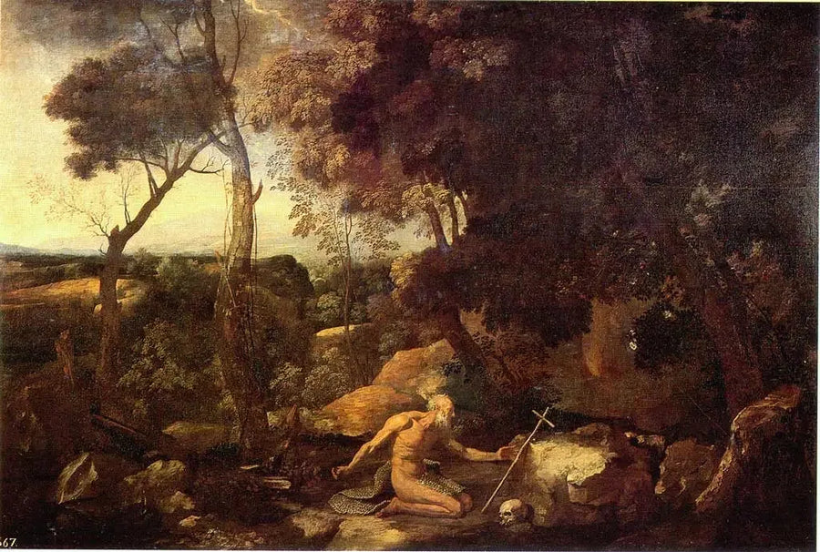 ทัศนียภาพพร้อมนักบุญเปาโลนักบวชเงา - Nicolas Poussin