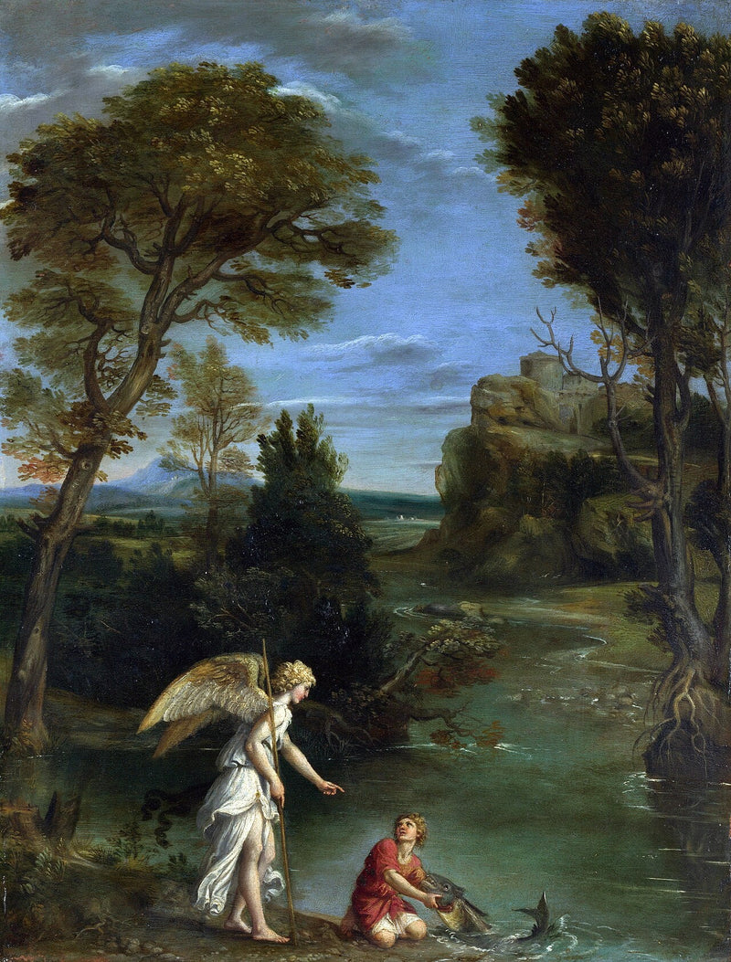 ทัศนียภาพพร้อมโทเบียจับปลา - Domenichino
