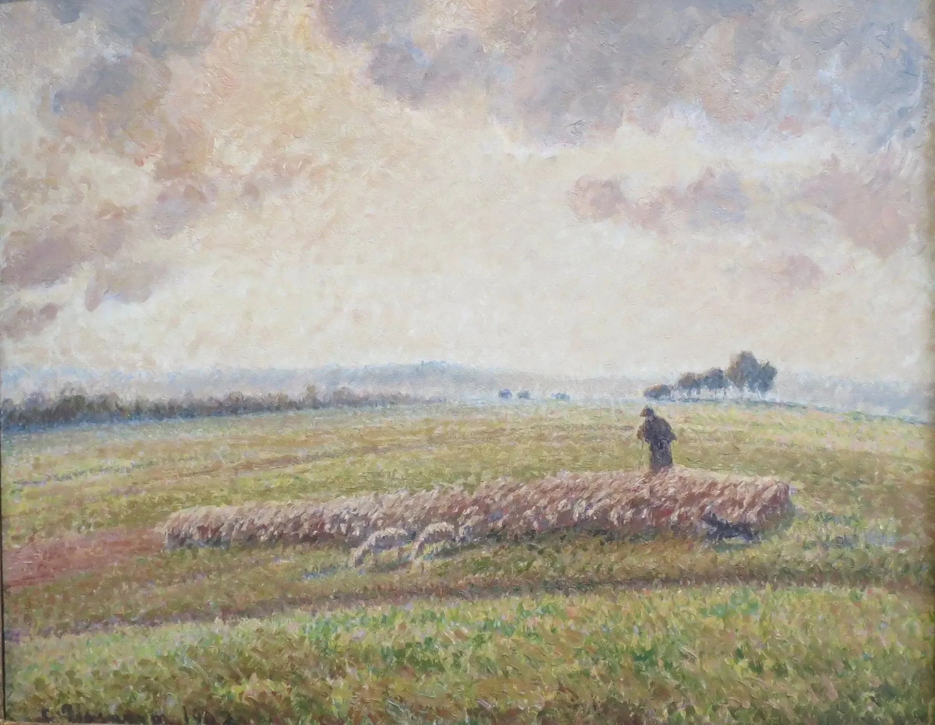 Paysage avec troupeau de moutons - Camille Pissarro image 1 reproduction artisanale de tableau