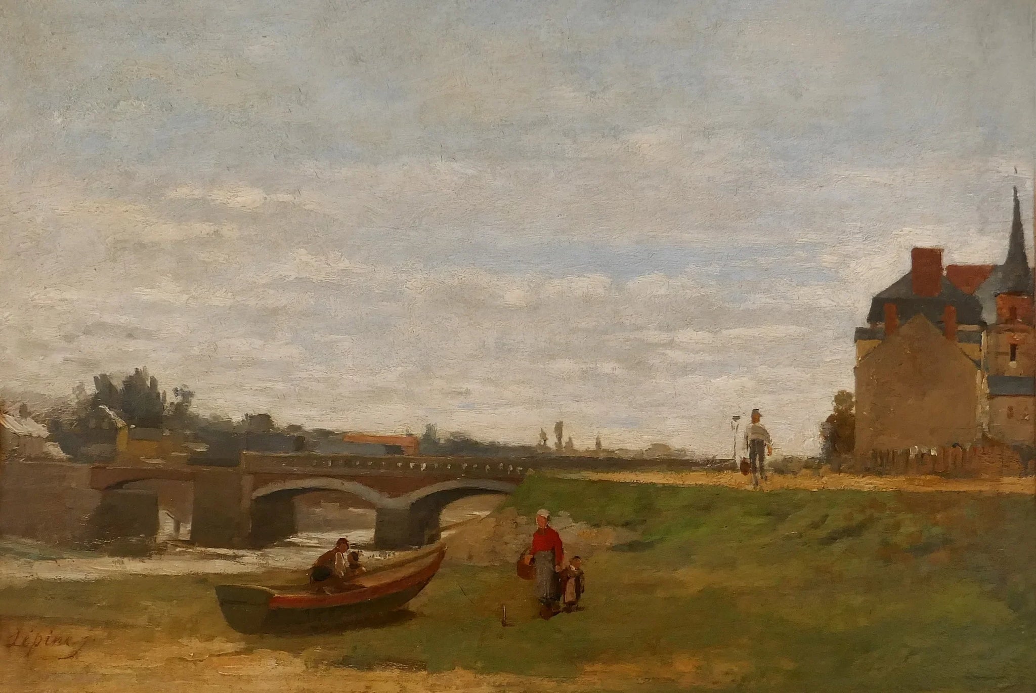 Paysage avec un pont - Stanislas Lépine image 1 reproduction artisanale de tableau
