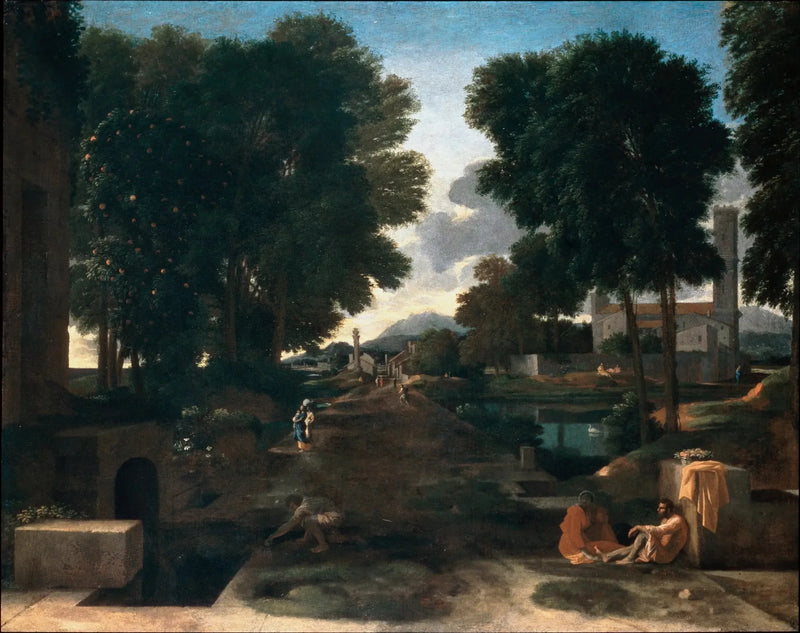 ทัศนียภาพพร้อมนักเดินทางพักผ่อน - Nicolas Poussin