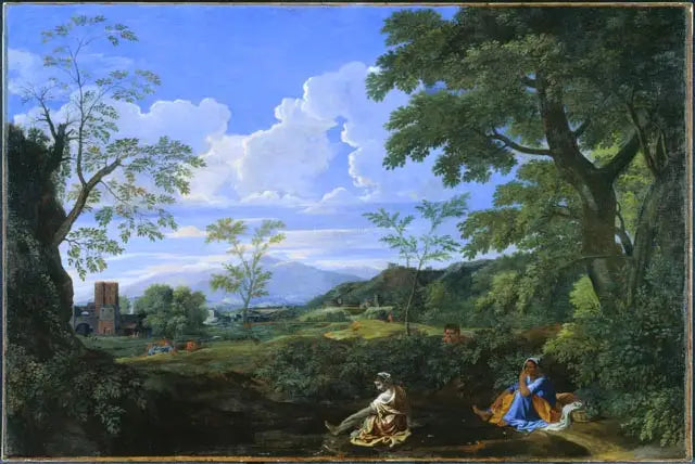 ทัศนียภาพพร้อมหญิงสาวอาบน้ำเท้าของเธอ - Nicolas Poussin