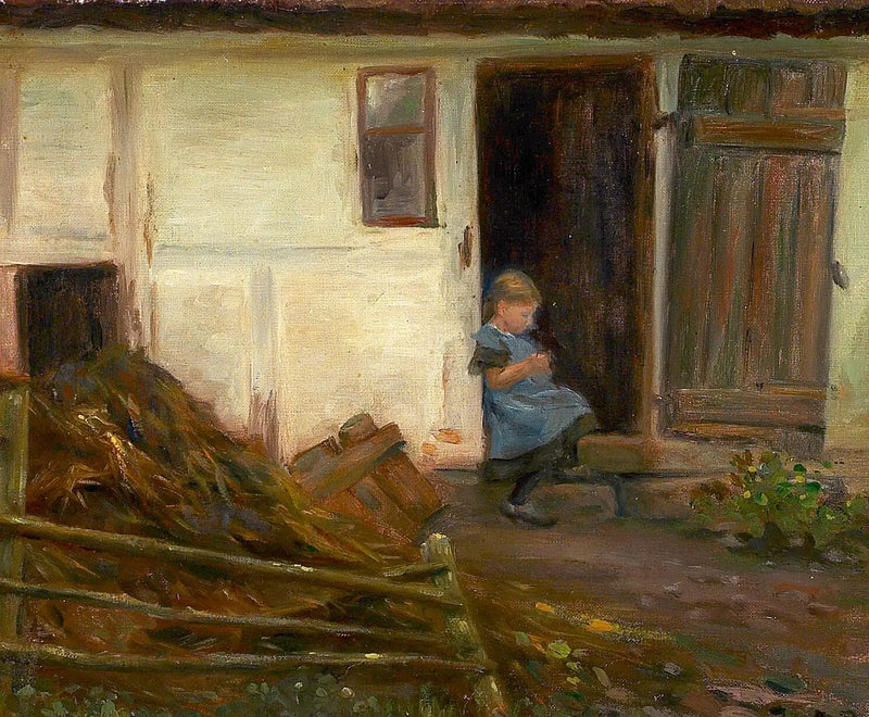 ทัศนียภาพพร้อมหญิงสาวในประตู - H. A. Brendekilde