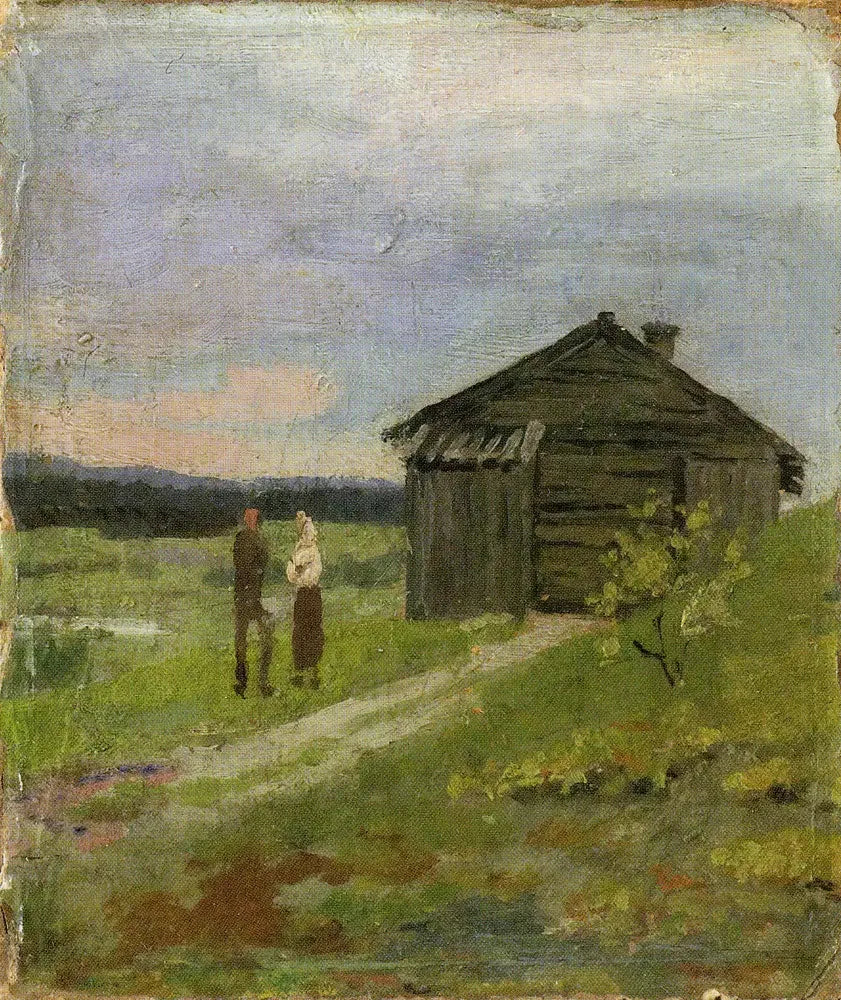 Paysage avec une petite maison et deux personnes - Edvard Munch image 1 reproduction réalisée par Alpha Reproduction