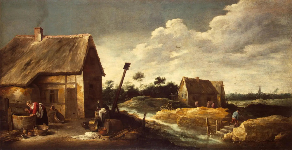 Paysage avec une servante au puits - David Teniers le Jeune image 1 reproduction d’œuvre d’art à l’huile