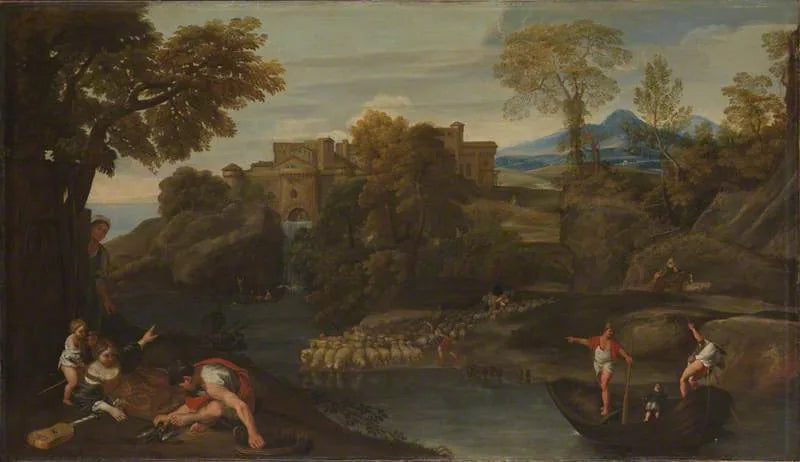 ทัศนียภาพพร้อมเมืองกำแพง - Domenichino