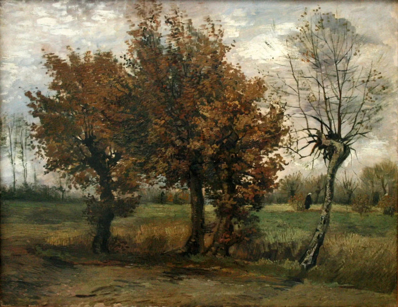 ภูมิทัศน์ฤดูใบไม้ร่วงกับต้นไม้สี่ต้น - Vincent van Gogh
