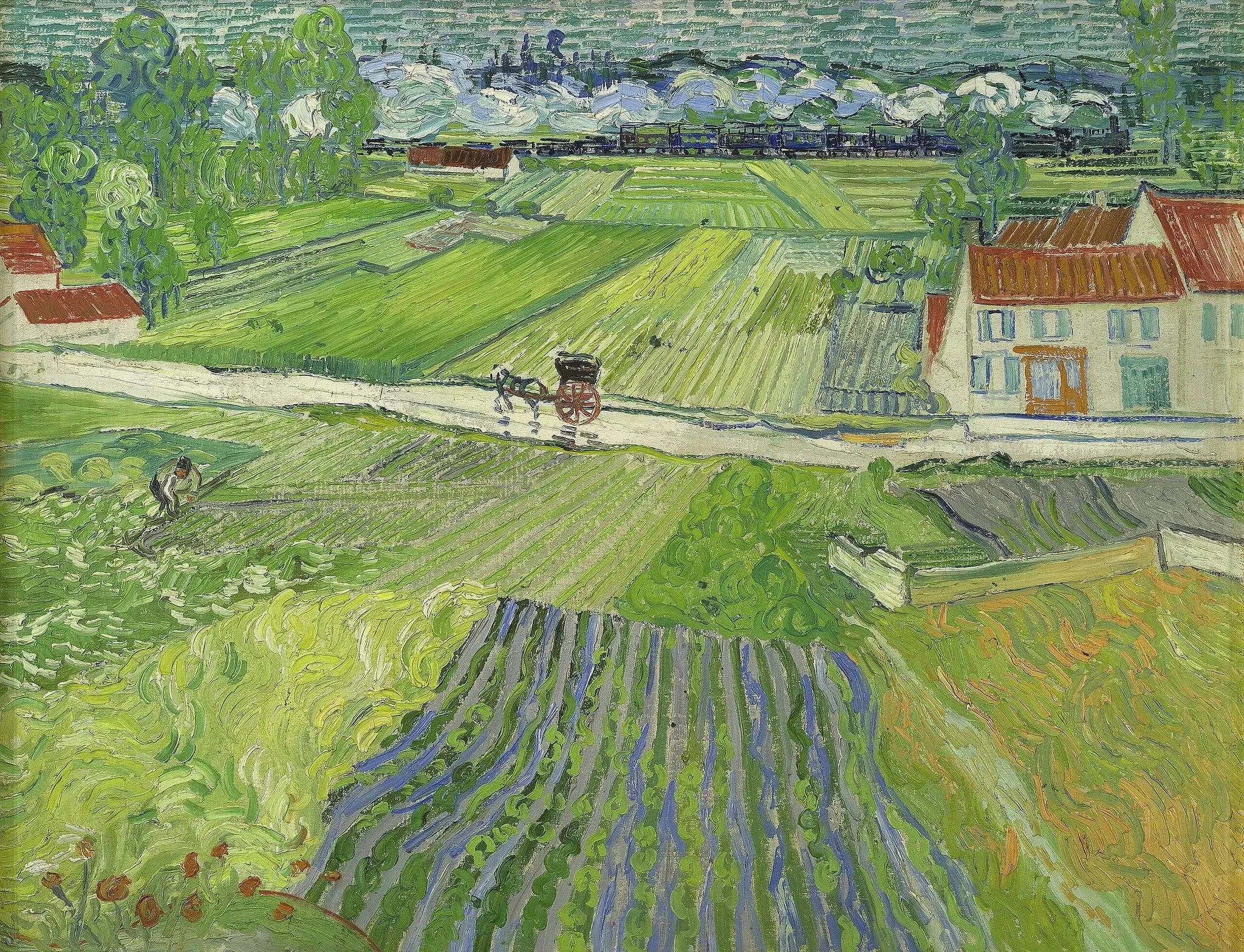Paysage d'Auvers après la pluie - Vincent van Gogh image 1 copie de tableau peinte à la main