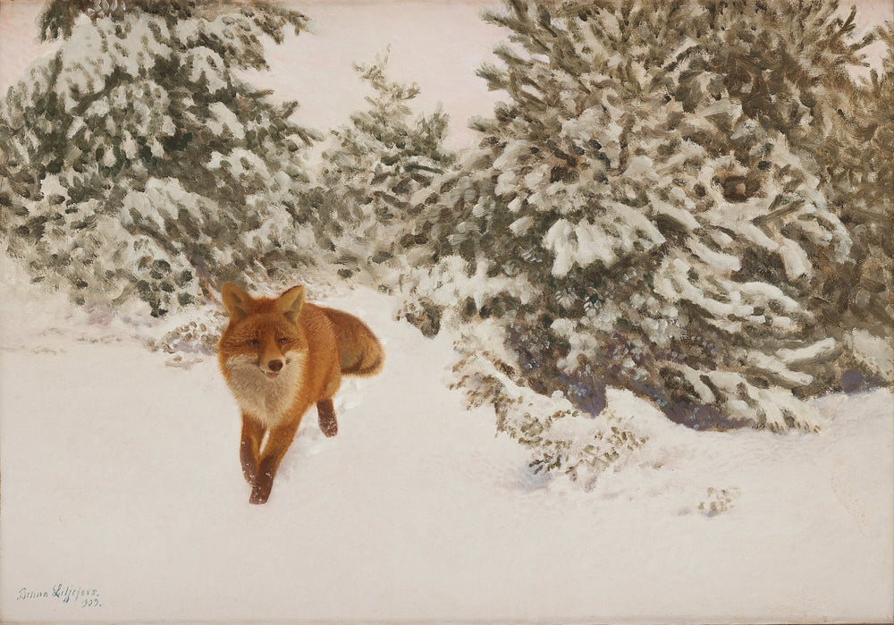Paysage d'hiver avec renard - Bruno Liljefors image 1 tableau peint à l’huile sur toile