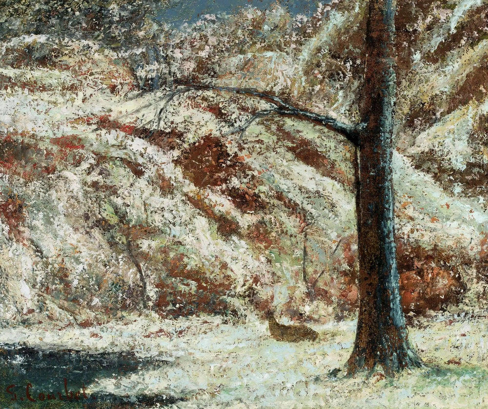 Paysage d'hiver avec un cerf. - Gustave Courbet image 1 copie peinte à la main à l’huile
