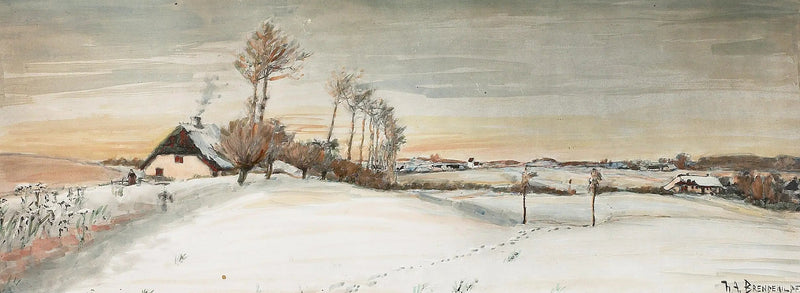 ทัศนียภาพฤดูหนาวในหมู่บ้านเล็ก ๆ - H. A. Brendekilde
