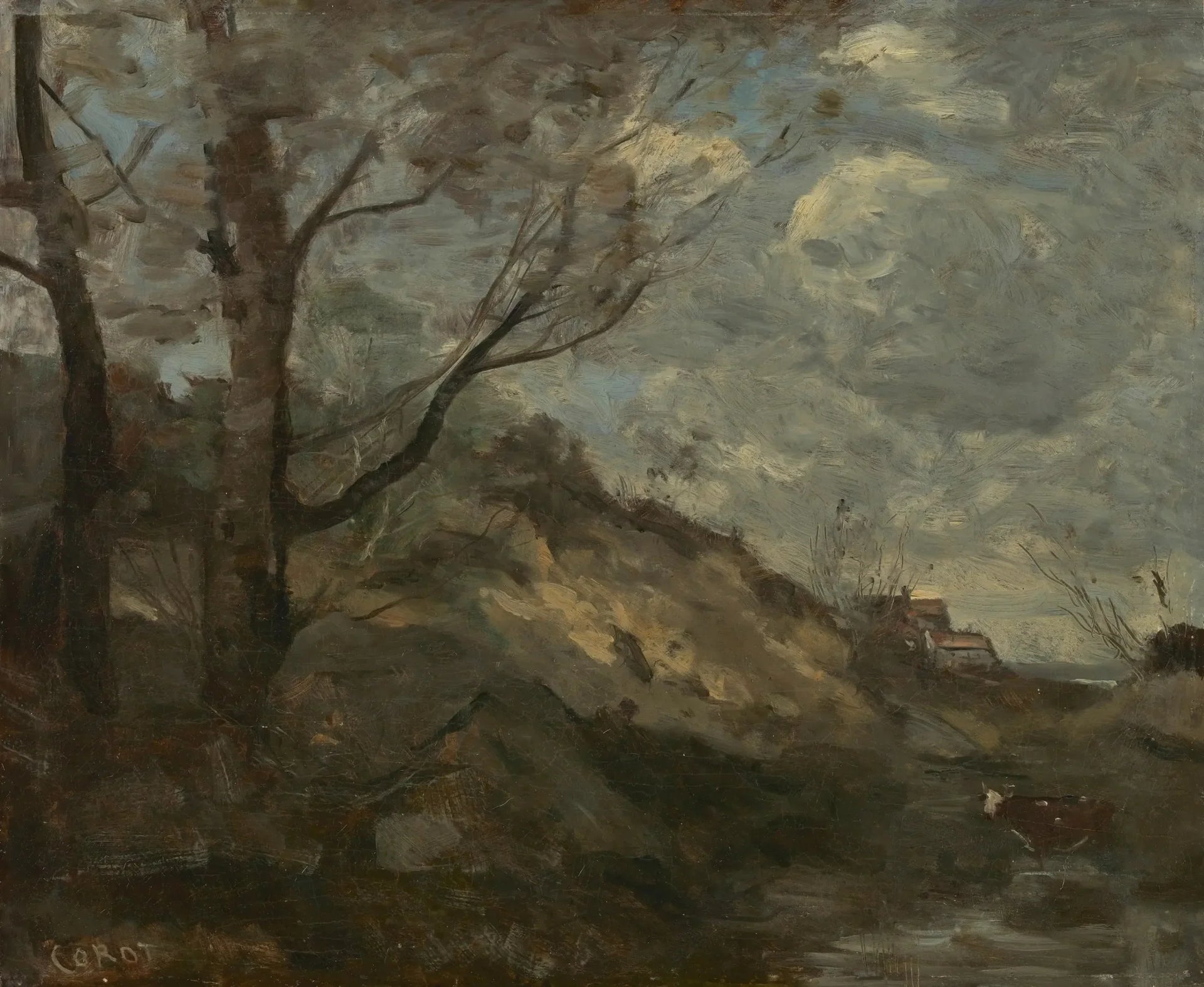 Paysage de dunes - Jean-Baptiste Camille Corot image 1 tableau peint à l’huile sur toile