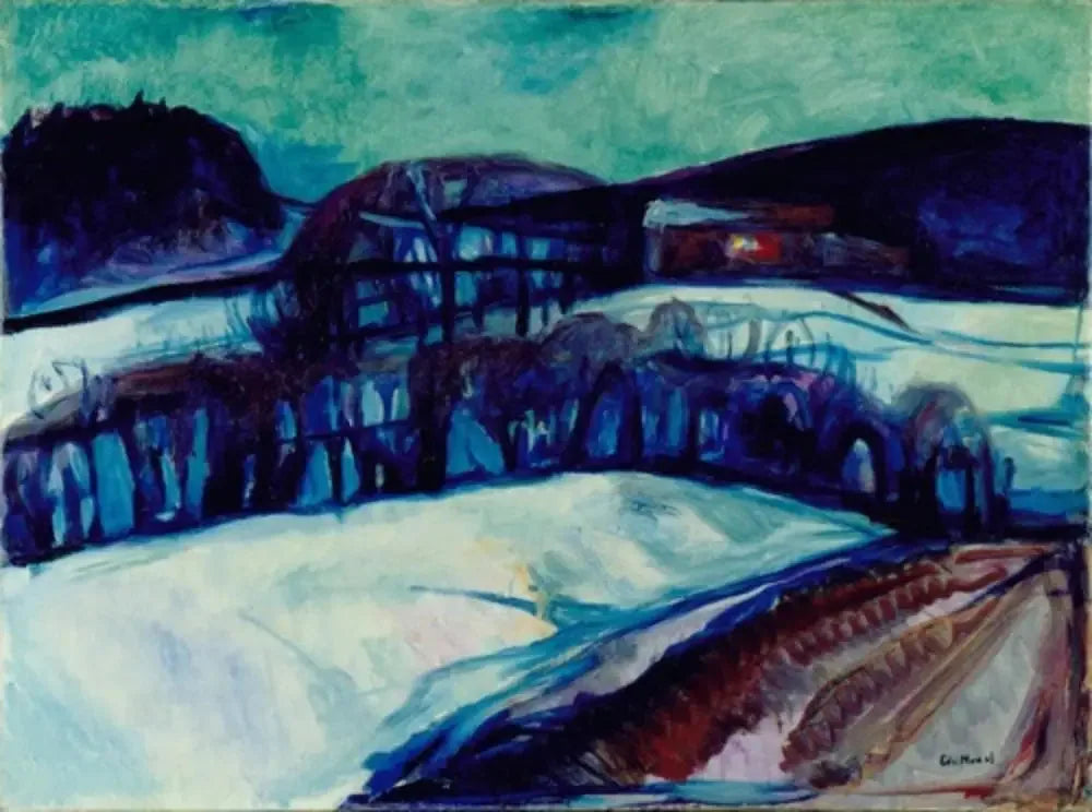 Paysage de neige la nuit - Edvard Munch image 1 copie peinte à la main à l’huile