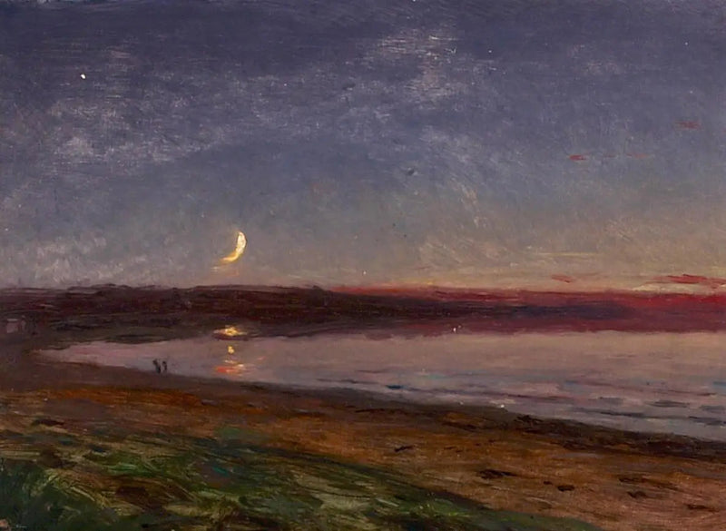 ภาพทิวทัศน์ชายหาดในยามเย็นพร้อมตัวละครสองคน - Peder Severin Krøyer
