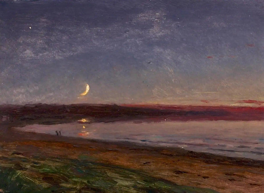 ภาพทิวทัศน์ชายหาดในยามเย็นพร้อมตัวละครสองคน - Peder Severin Krøyer