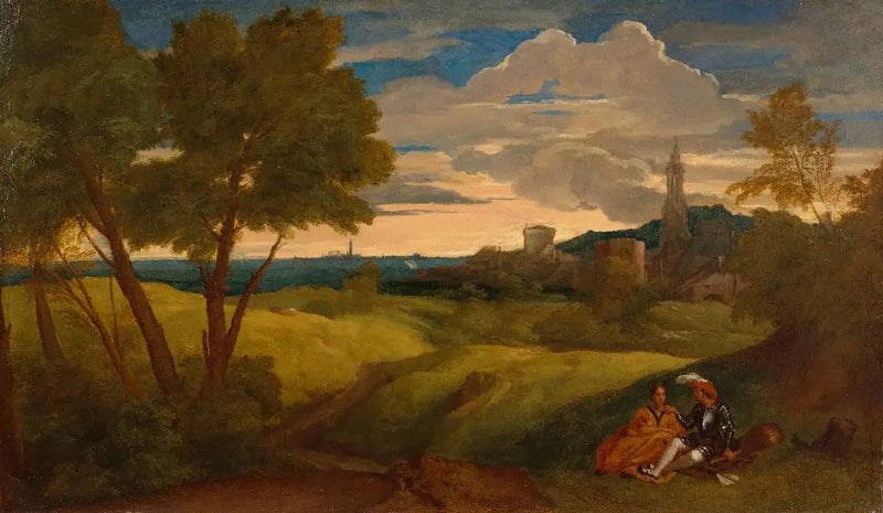 ทัศนียภาพยามค่ำคืนพร้อมคู่รัก - Titian