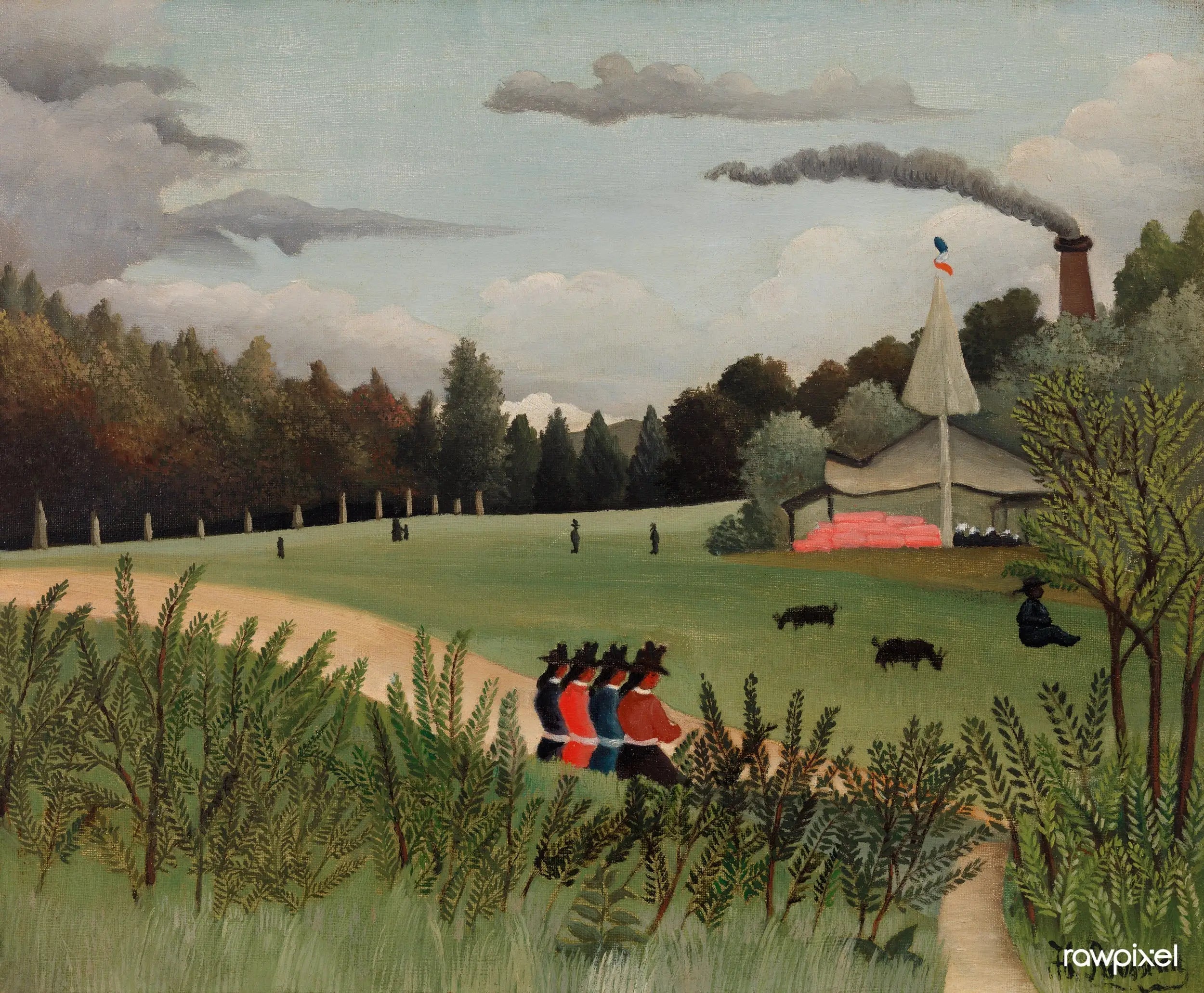 Paysage et quatre jeunes filles - Henri Rousseau - Alpha Reproduction