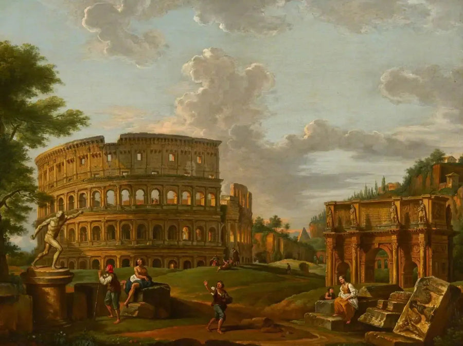 ทัศนียภาพและซากปรักหักพังสไตล์คลาสสิกของโรมัน - Giovanni Paolo Panini