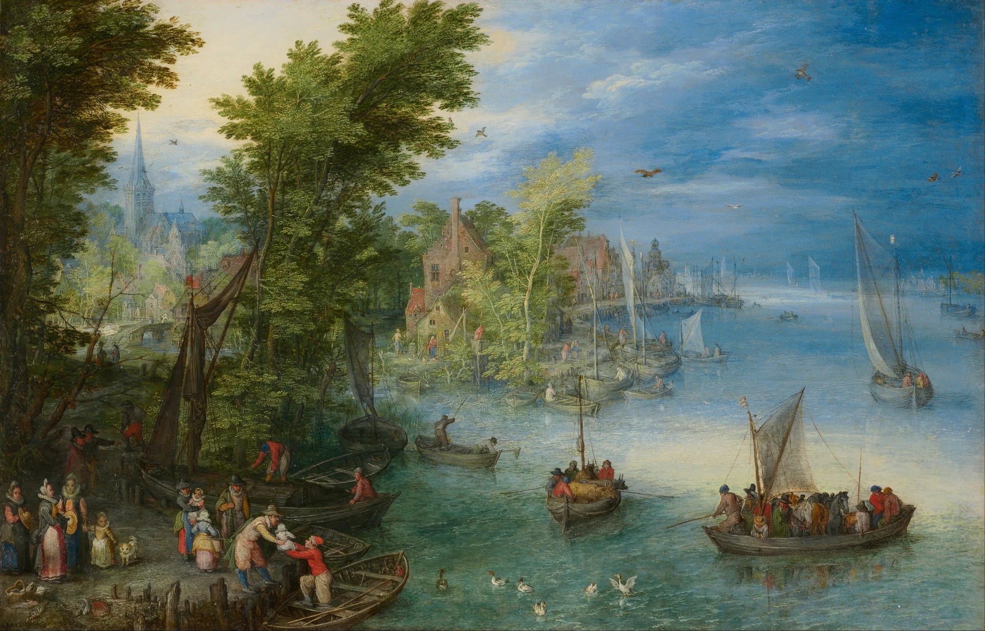 Paysage fluvial - Jan Brueghel l'Ancien image 1 copie de tableau peinte à la main