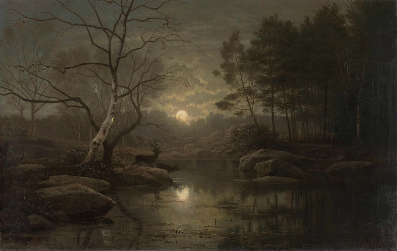 Paysage forestier au clair de lune - Georg Eduard Otto Saal