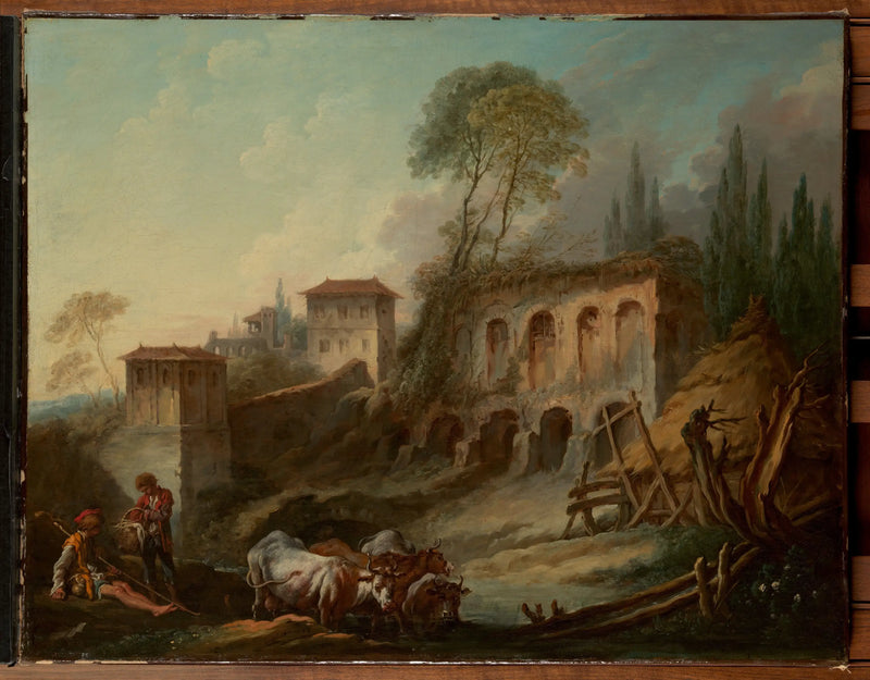 ภาพภูมิทัศน์จินตนาการพร้อมภูเขาพาลาทินจาก Campo Vaccino - François Boucher