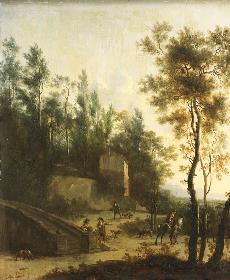 Paysage italien avec des chasseurs - Frederik de Moucheron