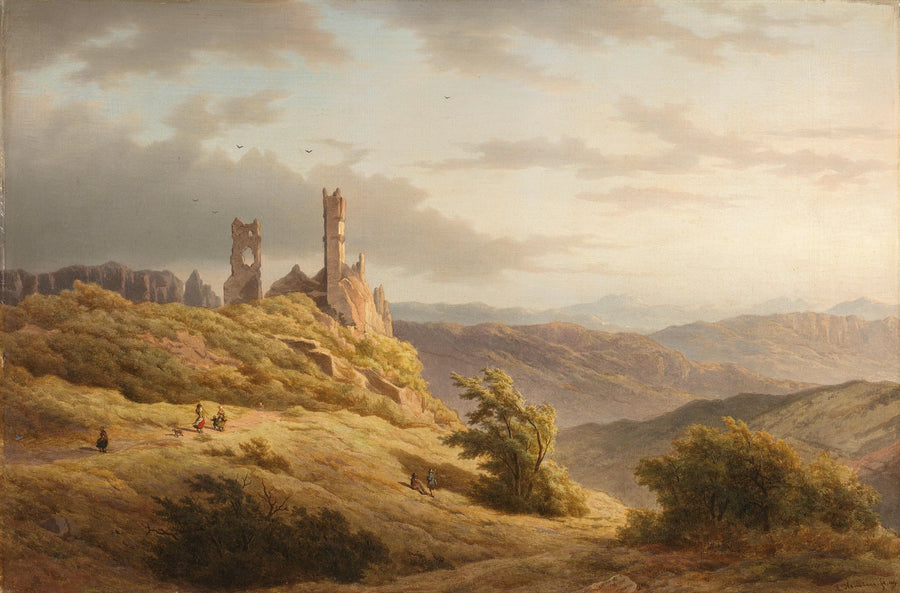 Paysage de montagne avec ruine - Louwrens Hanedoes