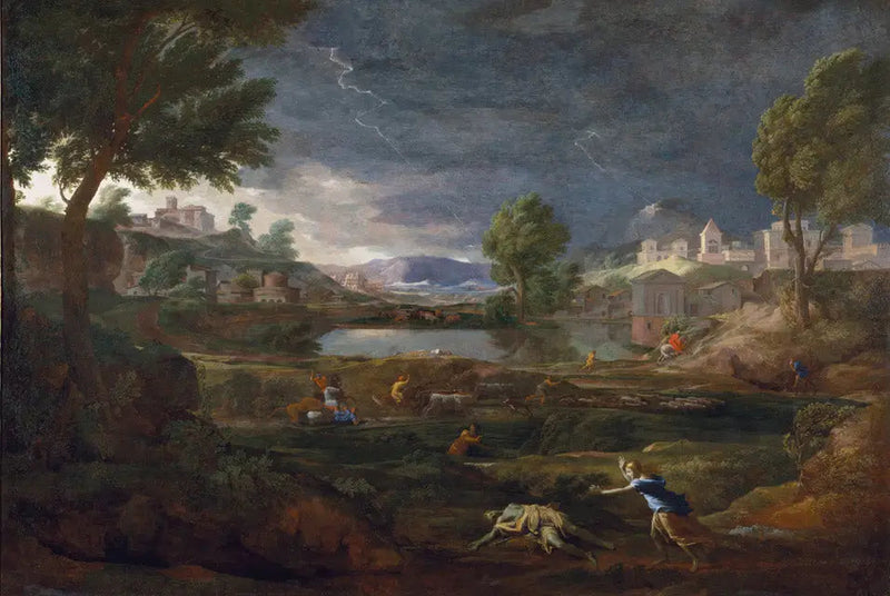 ทัศนียภาพพายุฝนกับ Pyrame และ Thisbé - Nicolas Poussin