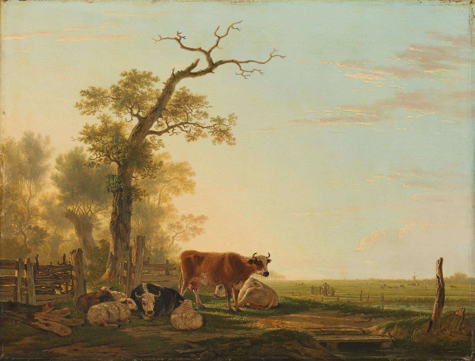 Paysage de prairie avec du bétail - Jacob van Strij