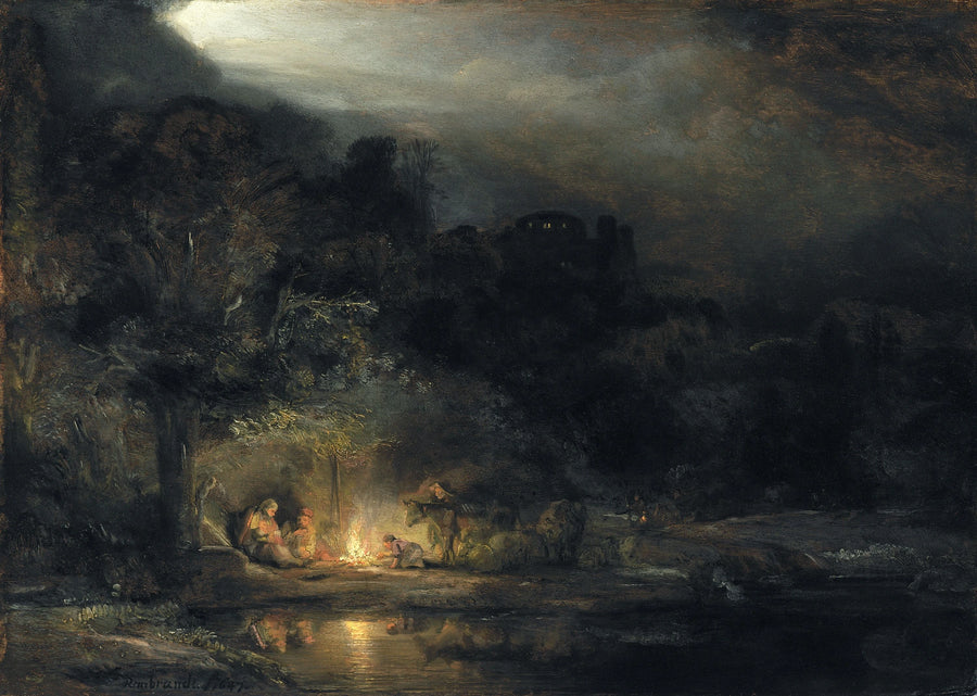 Paysage avec le repos pendant la fuite en Égypte — Rembrandt