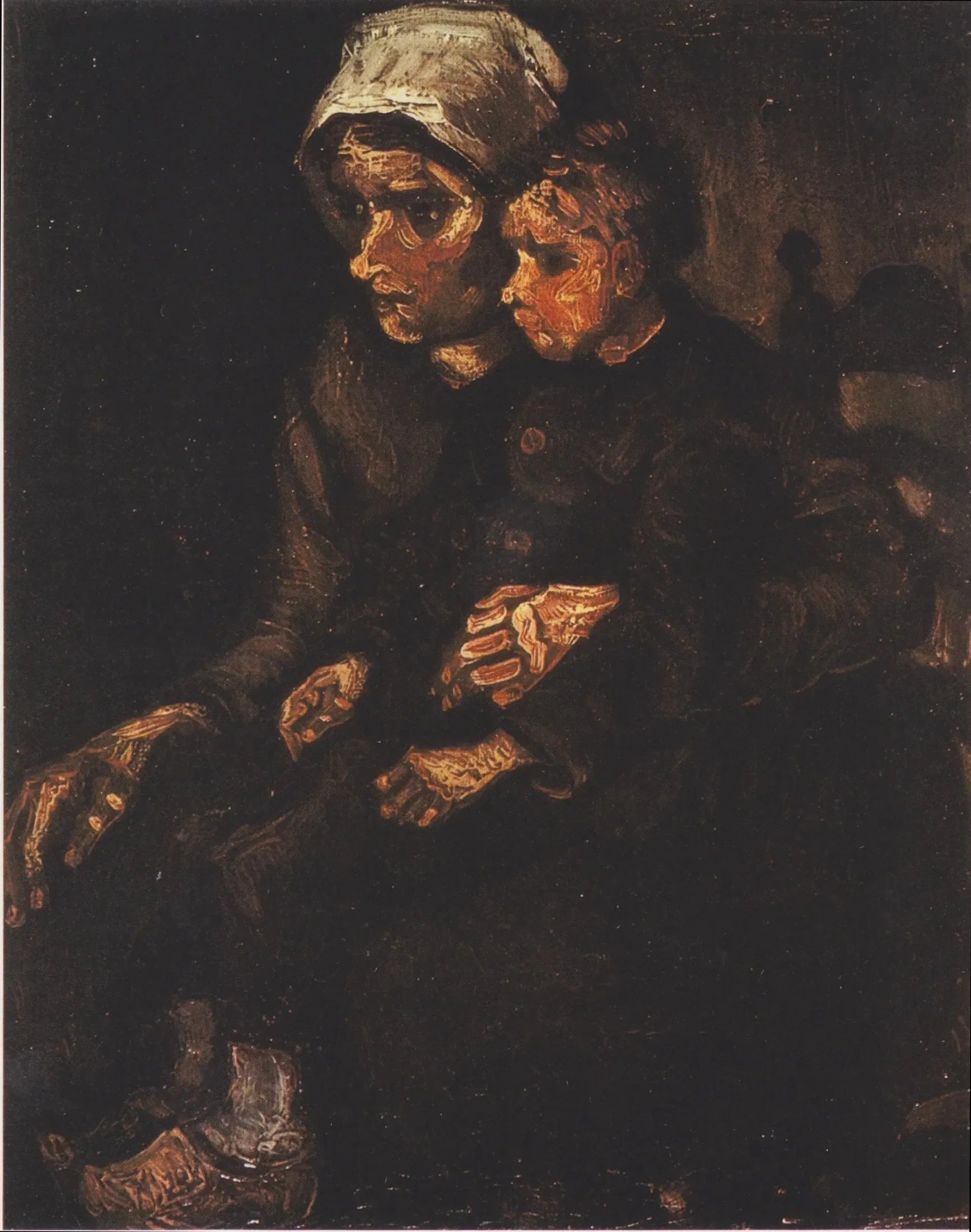 Paysanne avec un enfant sur ses genoux - Vincent van Gogh image 1 reproduction de peinture à l’huile